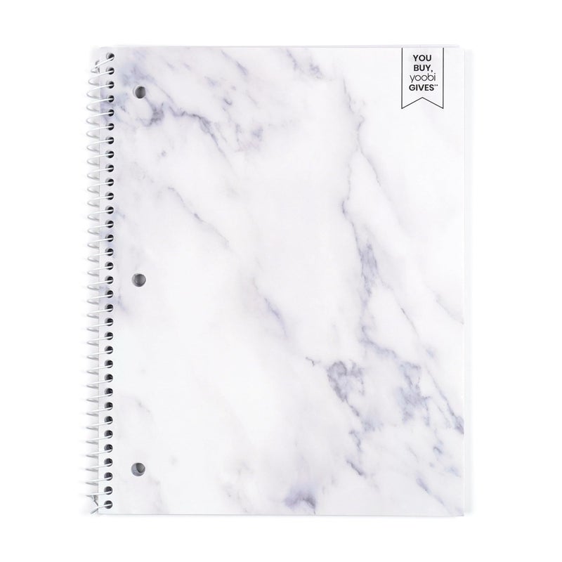 Yoobi College Ruled Spiral Notebook Set â€“ 6-Pack of 1 Subject Notebooks, Pink, Gray & Marble Designs for Kids & Tweens â€“ 150 Perforated 3-Hole Punched Sheets Each â€“ 10.5â€ x 8â€ - Image 5