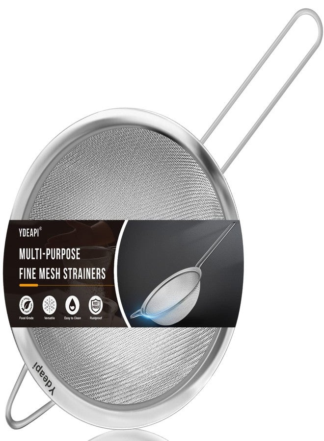 Ydeapi 8.6" Large Fine Mesh Strainer with Handle, Metal Food Strainers for Kitchen, Sieve Fine Mesh Stainless Steel for Rice, Quinoa, Pasta, Noodles - Image 1