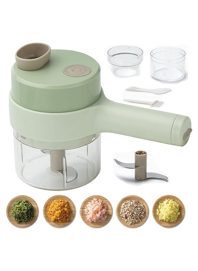 ELTRAZONE 4 in 1 Handheld Electric Vegetable Cutter Set, Mini Hand-held Wireless Electric Garlic Mud Masher Chopper, Mixer Auxiliary Food Slicer Dicer for Garlic Pepper Chili Onion - Image 1