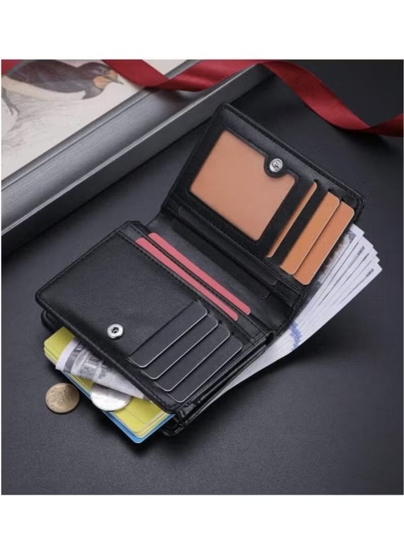 محفظة رجالية جديدة بتصميم كلاسيكي، مزينة برأس غزال، محفظة متعددة الوظائف بسحاب، فتحات متعددة للبطاقات، حامل بطاقات متعدد الاستخدامات للشباب والطلاب، هدية رائعة للرجال - Image 3