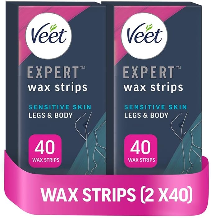 Veet شرائط شمع فيت الخبيرة الباردة 40 قطعة 4 مناديل إنهاء مجموعة إزالة الشعر لسيقان ناعمة حل لطيف للبشرة الحساسة استخدام سهل وفعال - Image 1