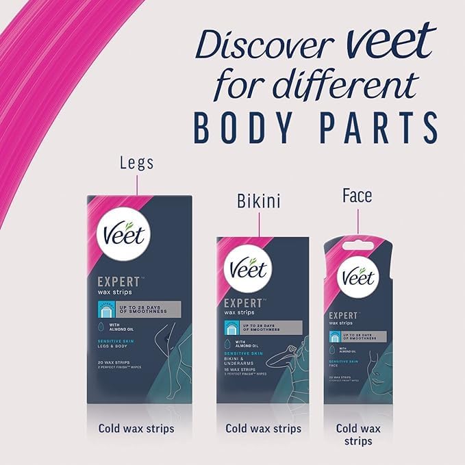 Veet شرائط شمع فيت الخبيرة الباردة 40 قطعة 4 مناديل إنهاء مجموعة إزالة الشعر لسيقان ناعمة حل لطيف للبشرة الحساسة استخدام سهل وفعال - Image 5