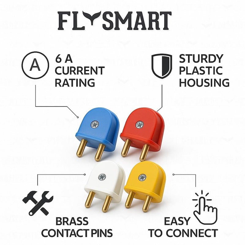 Flysmart Traders Universal ABS Polycarbonate Multicolor 2 Pin Male Plug Top (Red, Pack of 100) Plug Pin (4.1 mm) - Image 3