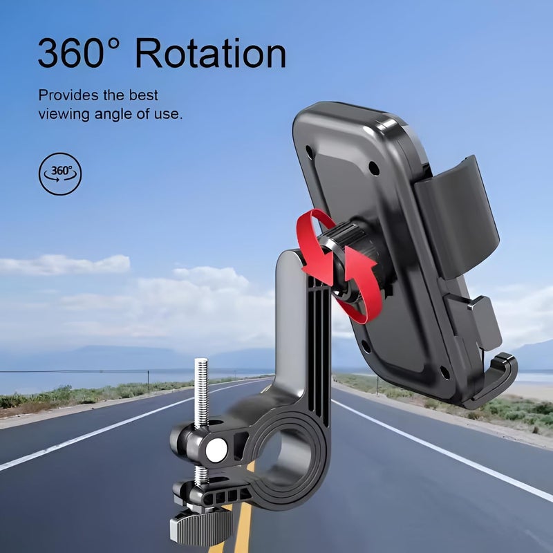 Like Star حامل الهاتف المحمول العالمي للدراجات النارية والدراجات من لايك ستار®، دوران 360°، قفل لمسة واحدة، قبضة مضادة للانزلاق، مقاوم للصدمات وتركيب آمن للهواتف الذكية - مثالي للدراجات، وركوب الدراجات والتنقل - مناسب للمقود - Image 3