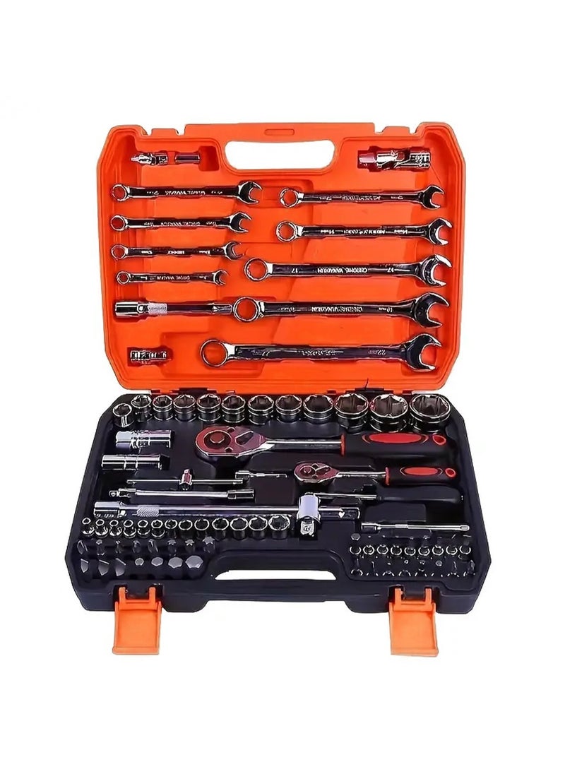 LOOPITYS - perforlld 82 PCS Mechanic Socket Tool Kit Set, Professional Car Repair Tool Wrench Set Batch Head Ratchet Pawl Socket Spanner Screwdriver - Image 1