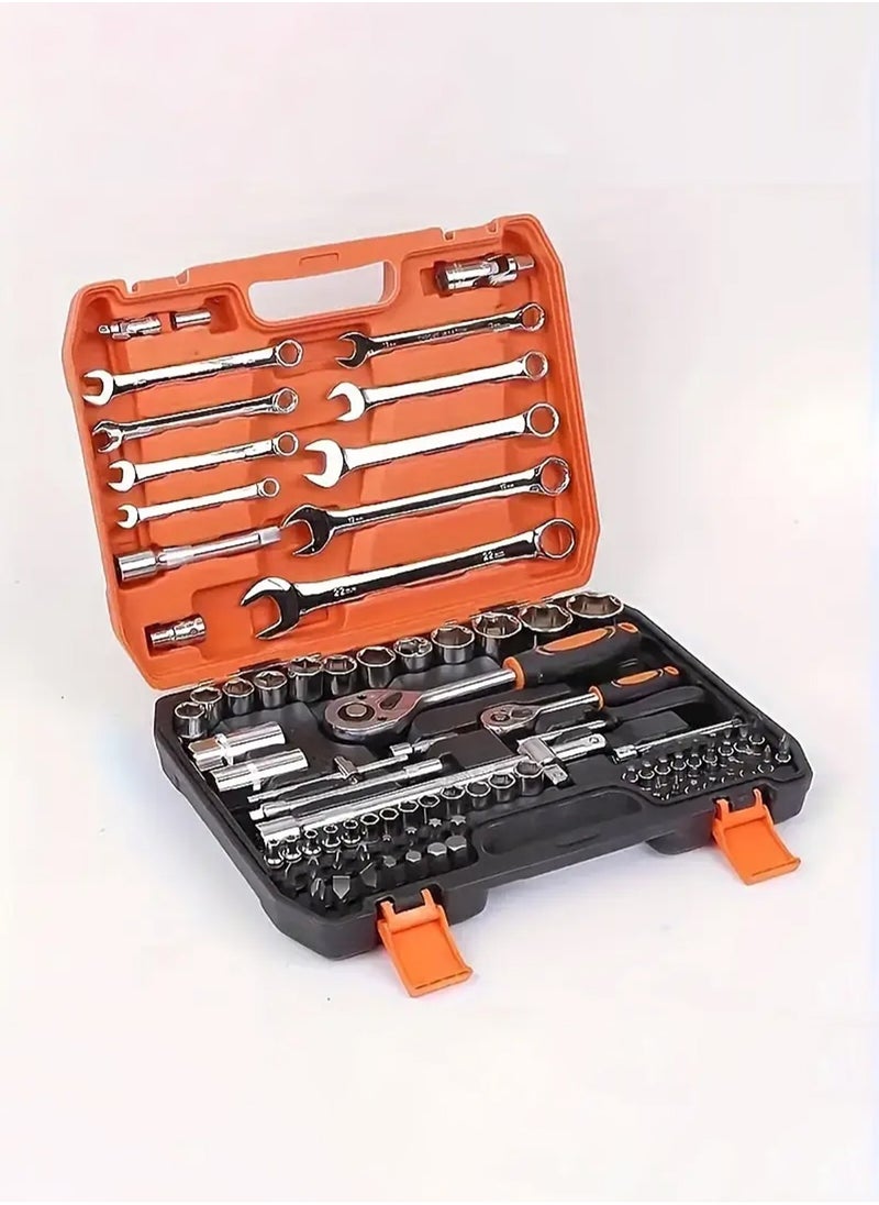 LOOPITYS - perforlld 82 PCS Mechanic Socket Tool Kit Set, Professional Car Repair Tool Wrench Set Batch Head Ratchet Pawl Socket Spanner Screwdriver - Image 1