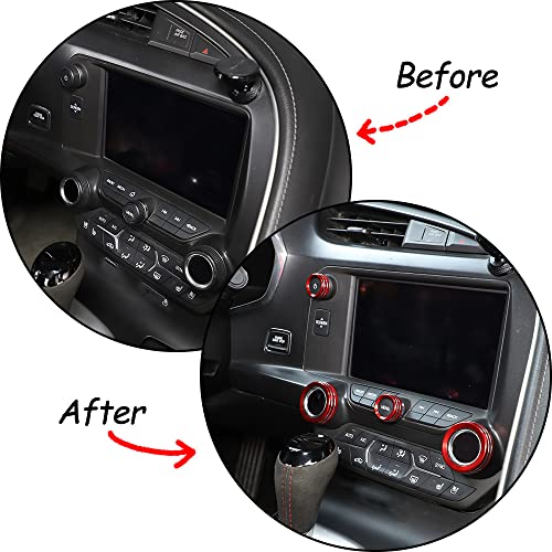 TINKI Aluminum Alloy AC Air Conditioner Volume Tune Knob Button Cover Compatible for Chevrolet Corvette C7 2014 2015 2016 2017 2018 2019 Accessories (Red) - Image 2
