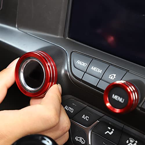 TINKI Aluminum Alloy AC Air Conditioner Volume Tune Knob Button Cover Compatible for Chevrolet Corvette C7 2014 2015 2016 2017 2018 2019 Accessories (Red) - Image 4