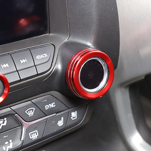 TINKI Aluminum Alloy AC Air Conditioner Volume Tune Knob Button Cover Compatible for Chevrolet Corvette C7 2014 2015 2016 2017 2018 2019 Accessories (Red) - Image 5