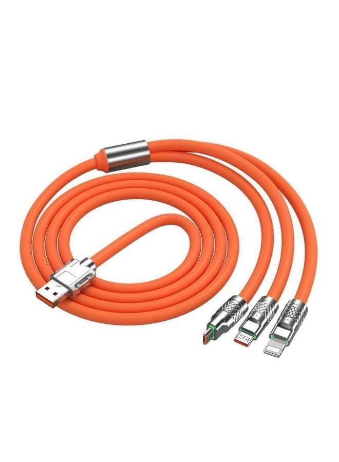 3-in-1 Fast Charging Cable – 120W, Retractable 2M Length, USB, Type-C, Micro USB & IOS Connectors, Silicone + Zinc Alloy, Universal Compatibility for All Phones & Tablets - Image 4