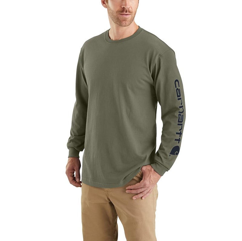 Carhartt Mens Dearborn Loose LS Logo TShirt Dusty Olive XXLarge - Image 2