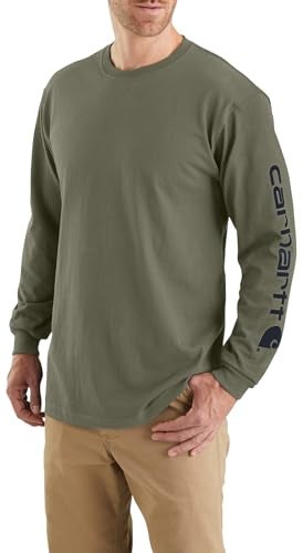 Carhartt Mens Dearborn Loose LS Logo TShirt Dusty Olive XXLarge - Image 3