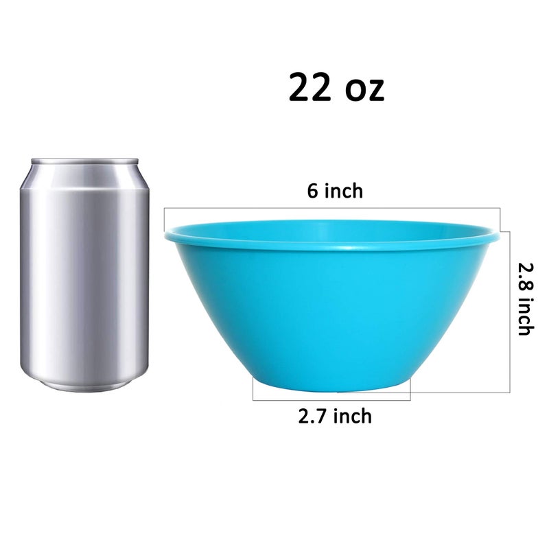 Youngever 9 Pack 650ml Re-usable Plastic Bowls, Cereal Bowls, Soup Bowls, Set of 9 in 9 Assorted Colors - Image 2