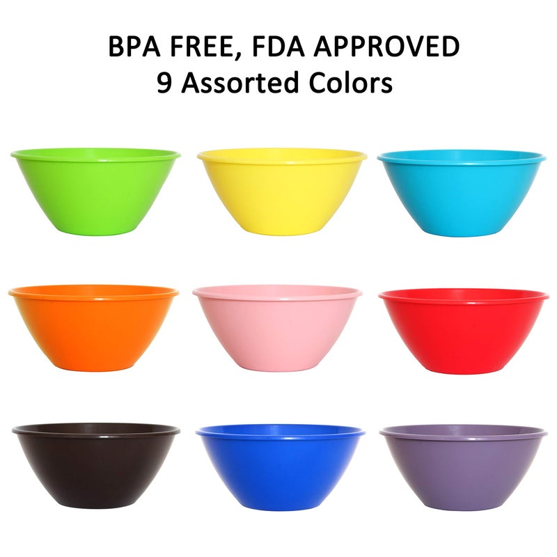 Youngever 9 Pack 650ml Re-usable Plastic Bowls, Cereal Bowls, Soup Bowls, Set of 9 in 9 Assorted Colors - Image 3