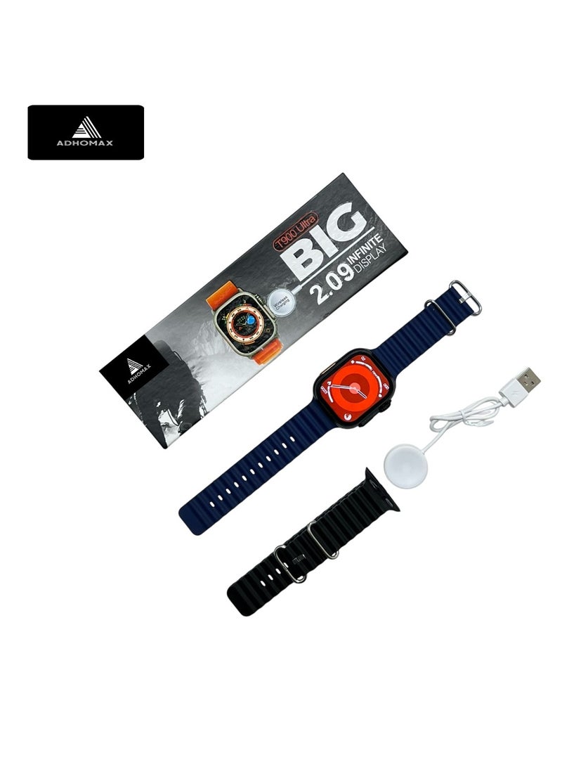 adhomax New T900 Ultra Smart Watch, Elegant Design 2.09", Infinite Display, NFC, Fitness Tracker, Heart Rate, Oxygen Monitor, Calls, Wireless Charging, Works With IOS and android for men, women - Image 2