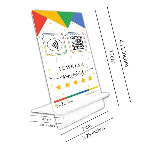 One Tap Only NFC Review Tap Stand Smart Social Media Business Card Alternative NFC Tag QR Code Compatible with Google Review System for All Smart Phones Boost SEO Engagement Visibility 3 Stands - Image 3