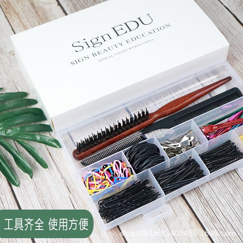 Edu Single Layer Makeup Artist Makeup Storage Disc Hair Comb U-Shaped Hairpin Clip Rubber Band Tool Packaging Box - Image 3