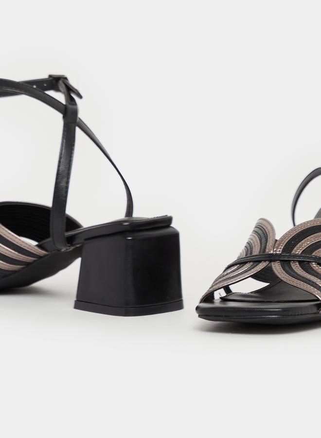 Styli Block Heel Ankle Strap Square Toe Sandals - Image 3