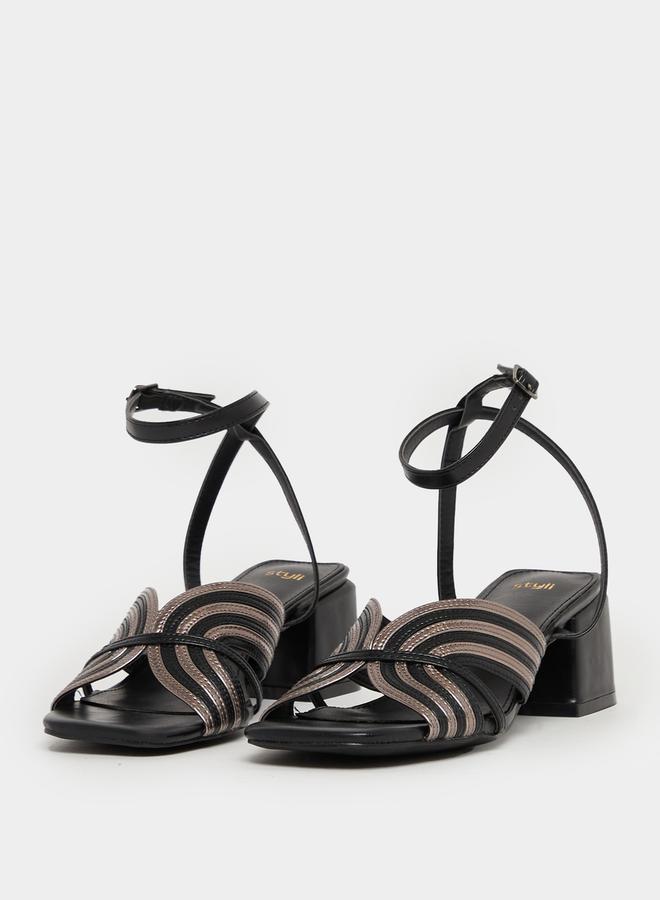 Styli Block Heel Ankle Strap Square Toe Sandals - Image 2