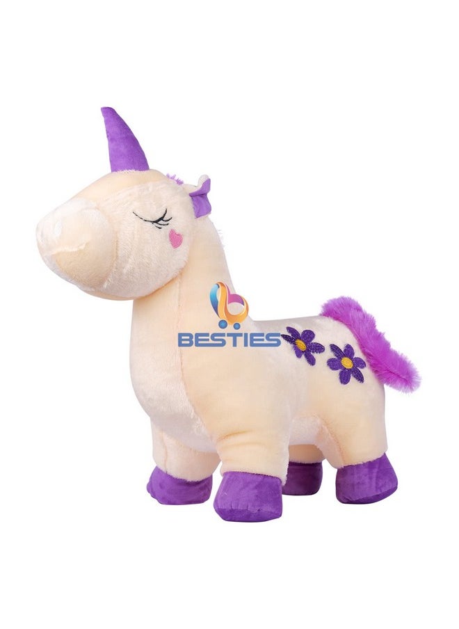 Besties Super Soft Plush Pony Unicorn Toy Soft Stuffed Toy For Kids (35Cm Beige)  - Image 1