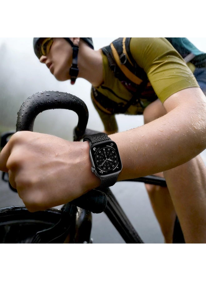 SOLOLUP Breathable Nylon Sport Loop Compatible with Apple Watch Bands 44mm  46mm 42mm 45mm 49mm  Men Women,Soft Breathable Fabric Woven Strap for iWatch Band Series 11 10 9 8 7 3 5 4 3/Ultra 3 2/SE 3 2/SE Sweatproof Replacement Band for Men & Women (Black) - Image 4