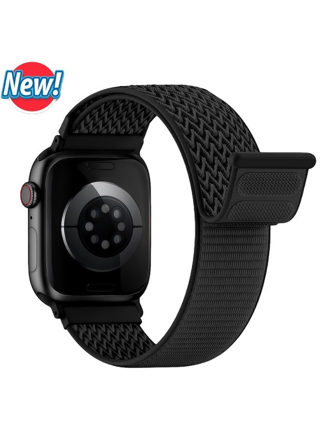 SOLOLUP Breathable Nylon Sport Loop Compatible with Apple Watch Bands 44mm  46mm 42mm 45mm 49mm  Men Women,Soft Breathable Fabric Woven Strap for iWatch Band Series 11 10 9 8 7 3 5 4 3/Ultra 3 2/SE 3 2/SE Sweatproof Replacement Band for Men & Women (Black) - Image 1