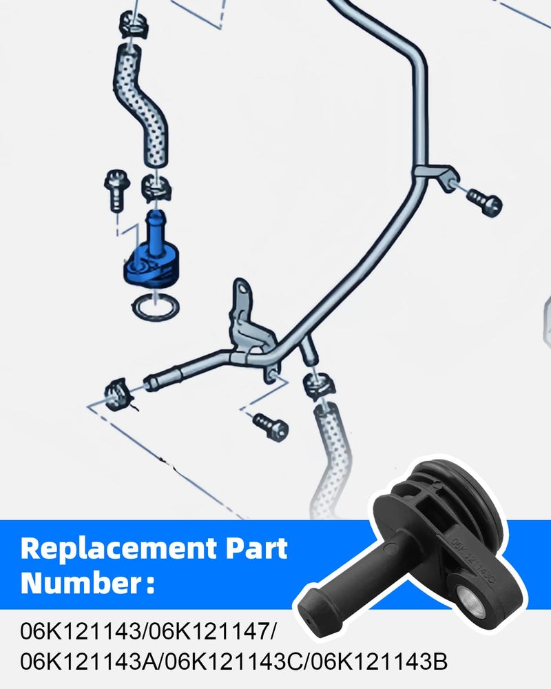 YUANTUO Engine Coolant Hose Tube Pipe Vent Valve Fit for Audi A3 A4 A5 A6 A7 Q3 Q5 Q7 TT, Fit for Volkswagen Arteon Atlas Beetle Golf GTI Jetta Passat,1.8T/2.0T, Replace 06K121143 - Image 3