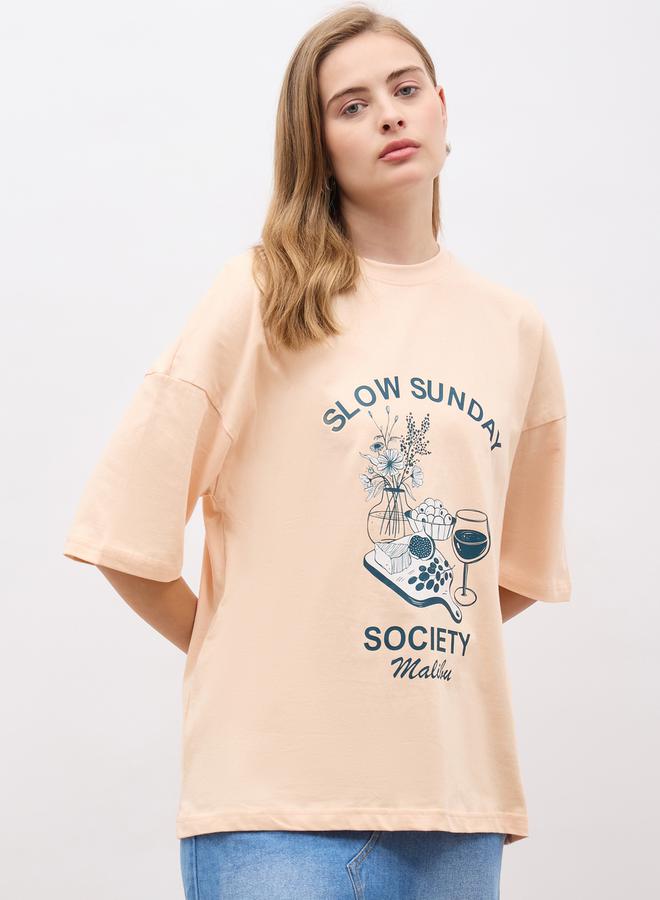 Styli Graphic Print Short Sleeve Oversized T-Shirt - Image 2