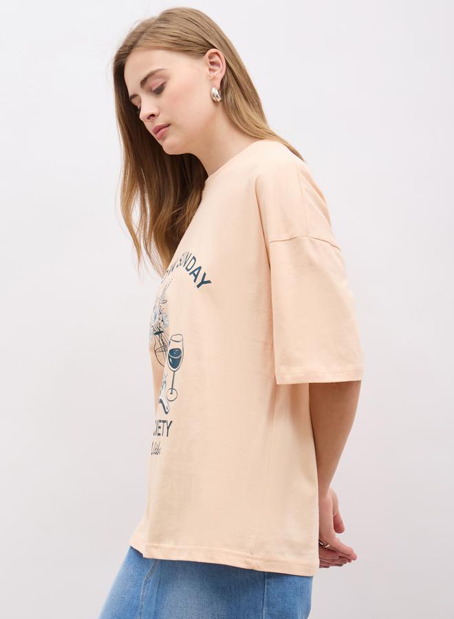 Styli Graphic Print Short Sleeve Oversized T-Shirt - Image 3