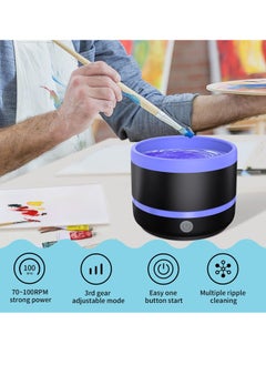 Excefore EXCEFORE Electric Paint Brush Cleaner Rinse Cup, with Silica gel mat bowl Portable Rinse Cup, 3 mode Improvement Buttons Automatic Dryer Machine, for Watercolor, Oil, Gouache Painting (Blue)  - Image 2