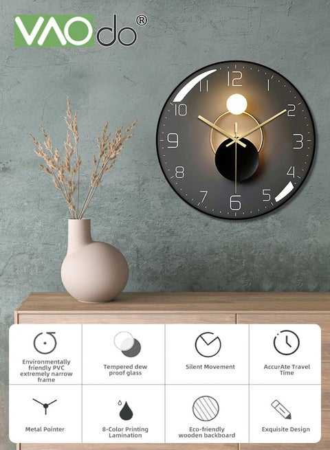 Fall Pumpkin Leaves Wall Clock - 9.4" Silent Non-Ticking Battery Clock For Home & Office