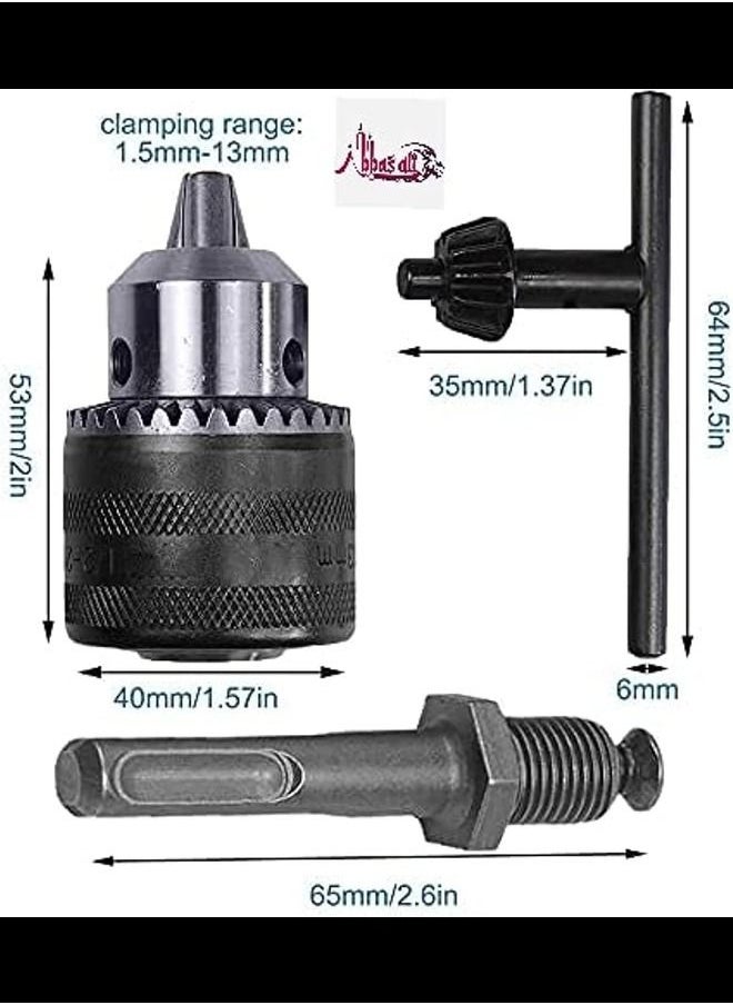 Quick Change Drill Chuck Adapter with Plus Shank and Grip Chuck Key for Hammer Converter Conversion Tool