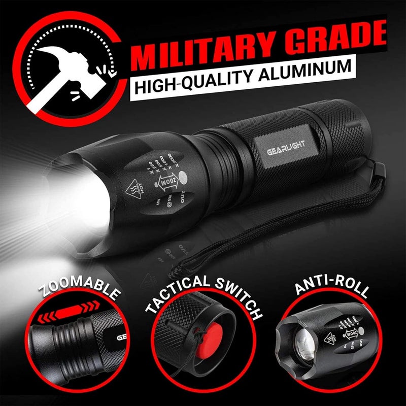 GearLight LED Flashlights - Mini Camping Flashlights with High Lumens, 5 Modes, Zoomable Beam - Bright and Versatile Flash Light for Outdoor and Home Use - S1000-2 Pack, (Batteries Not Included) - Image 5