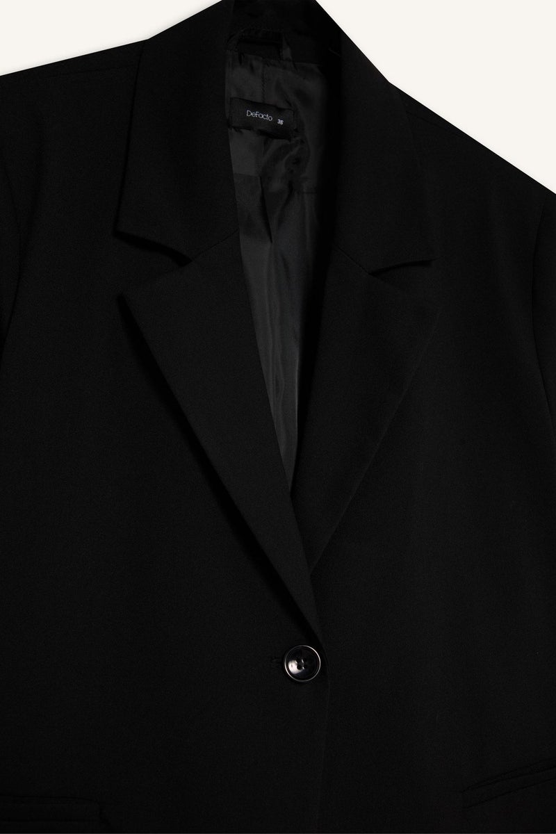 DeFacto Black Woman Relax Fit Tailored Collar Blazer Casual - Image 5
