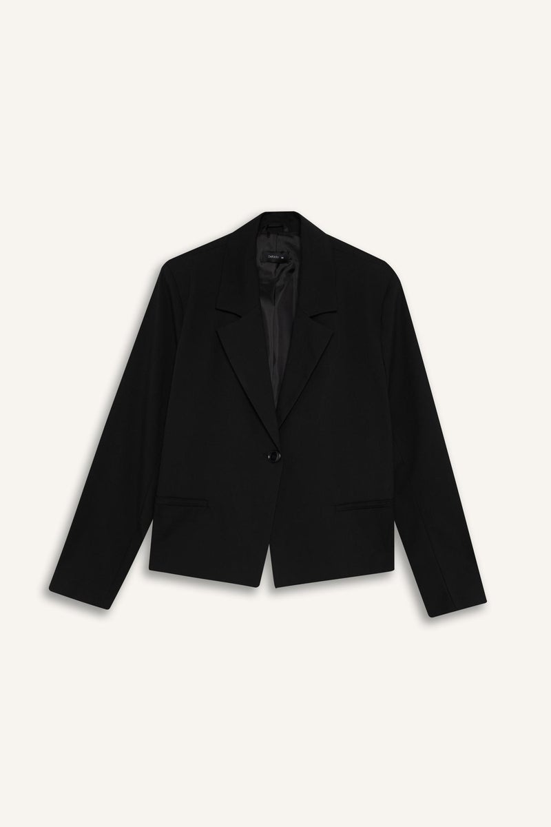 DeFacto Black Woman Relax Fit Tailored Collar Blazer Casual - Image 4