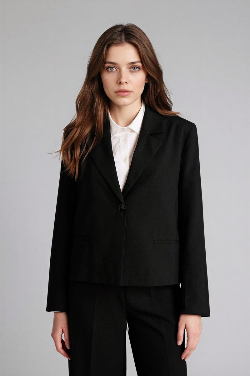 DeFacto Black Woman Relax Fit Tailored Collar Blazer Casual - Image 1