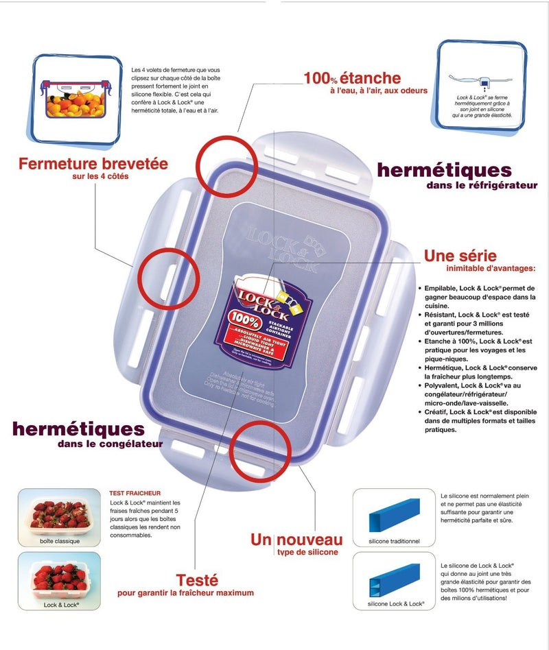 LOCK & LOCK LocknLock Rectangular Short Food Storage Container 460ml - Airtight Leak Proof with Divider - BPA Free, Microwave & Dishwasher Safe - Image 4