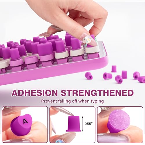 Udefineit 91PCS Raised Keyboard Stickers for Long Nails, Soft Silicone Long Nails Keyboard Cover, Self-Adhesive Nails Art Typing Keycaps, Keyboards Bubbles for Office Desktops PC Laptops - Purple - Image 3