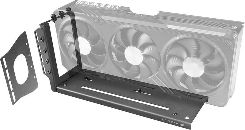 MARS GAMING MCA-GCV, Universal Vertical GPU Stand, Non Slip Magnetic Base, Compatible with Models up to 3 Slots, Versatile GPU Installation 2x PCI Brackets, Black - Image 1
