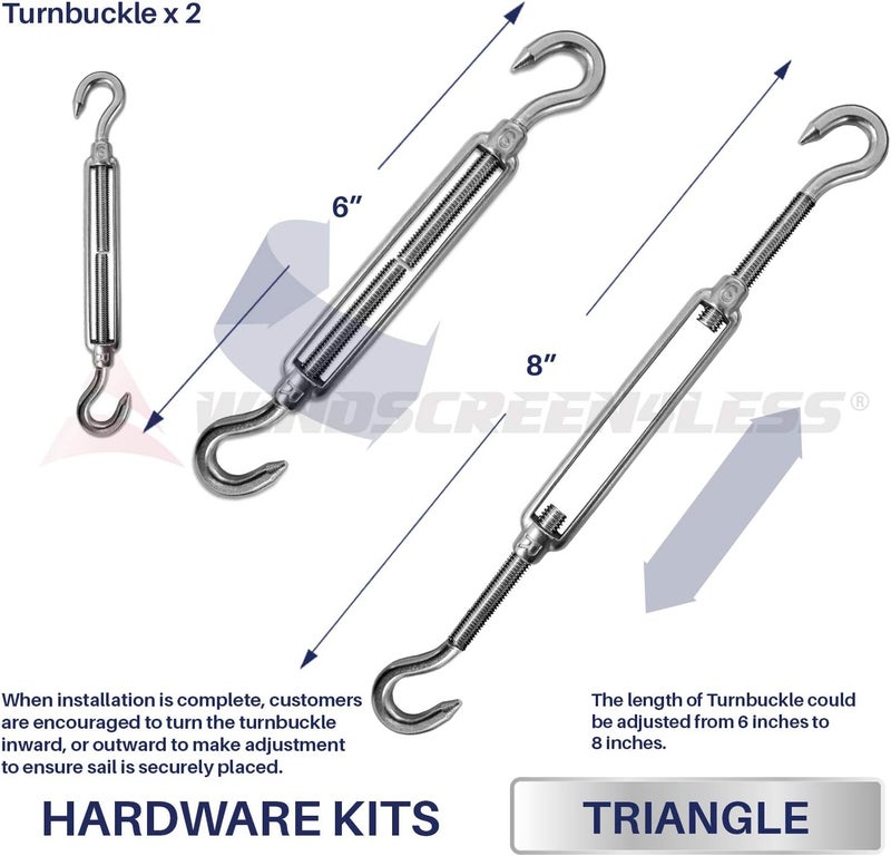 Windscreen4less Sun Shade Sail Hardware Kit - 6 Inches - Super Heavy Duty - for Triangle Sun Shade Sail - Image 3