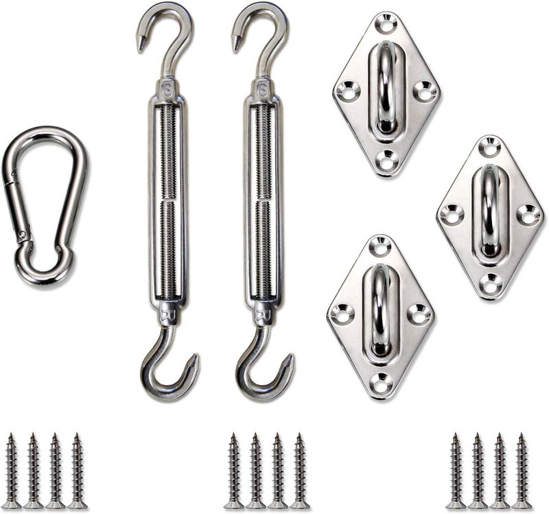 Windscreen4less Sun Shade Sail Hardware Kit - 6 Inches - Super Heavy Duty - for Triangle Sun Shade Sail - Image 1