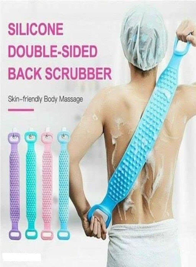 Brajin Acupressure products Body Scrubber Belt Silicone Back Scrubber Bath Belt Double-Sided Massage Body Wash Brush Shower Exfoliating Belt Removes Bath Towel, Cleaning Tools for men and women - Multicolor - Image 3