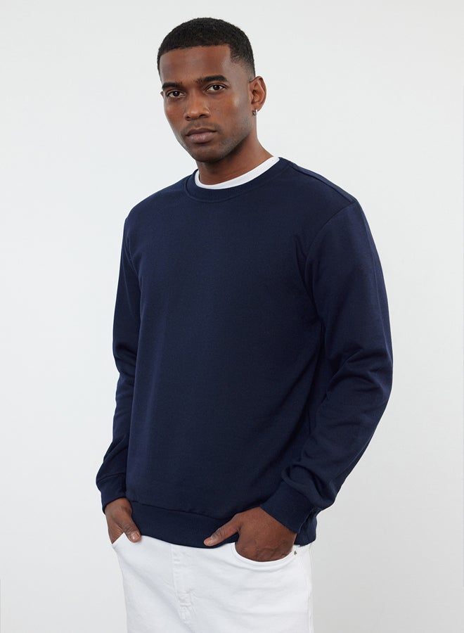 trendyol Navy Blue Regular/Normal Cut Fleece Inside/Warm Sweatshirt - Image 2