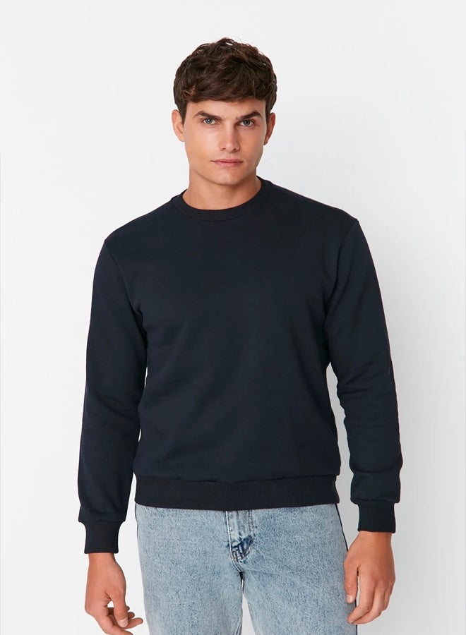 trendyol Navy Blue Regular/Normal Cut Fleece Inside/Warm Sweatshirt - Image 5