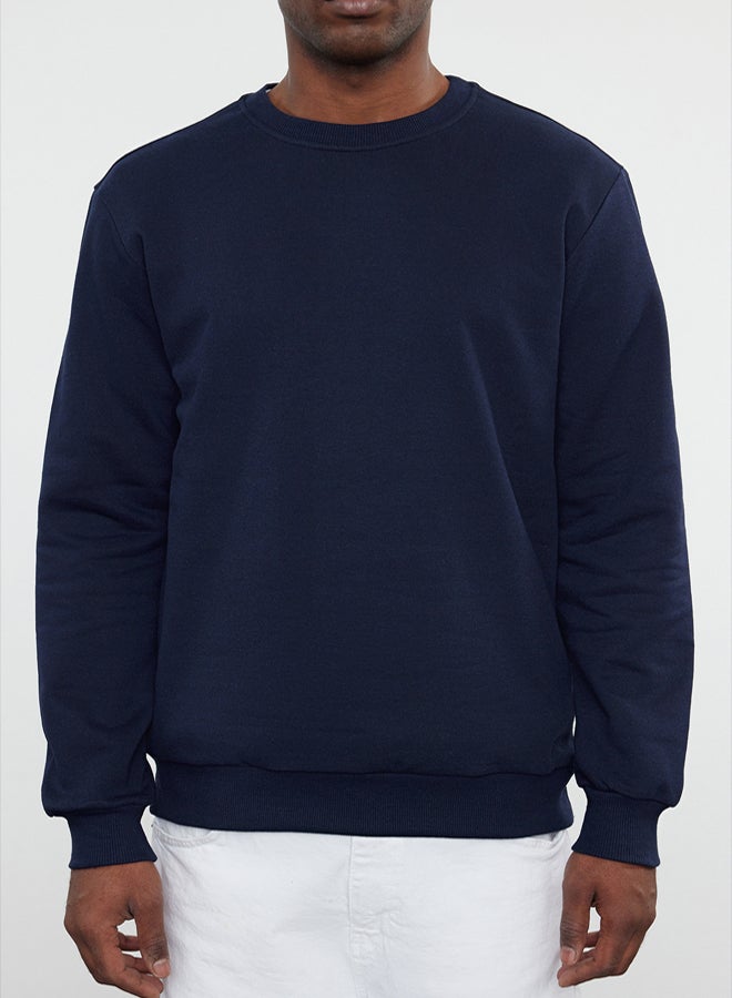 trendyol Navy Blue Regular/Normal Cut Fleece Inside/Warm Sweatshirt - Image 5