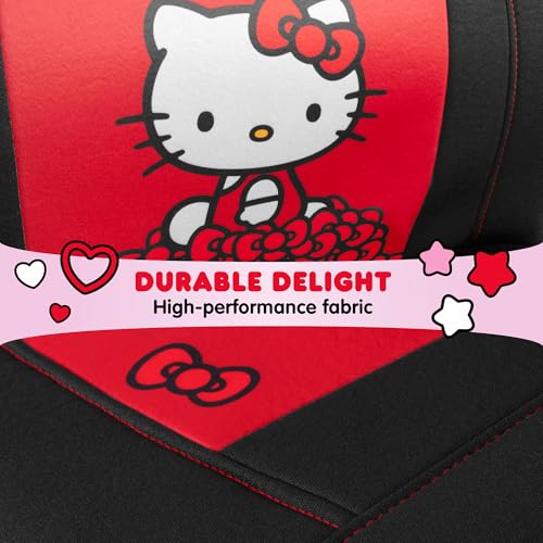 Carbella Hello Kitty Car Seat Covers - Stylish Black and Red Front Seat Covers with Cute Bow Design, Durable and Comfortable Polyester, Car Accessories for Women Hello Kitty Accessories 2pc - Image 5