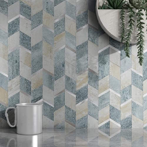 M MOFIT MOFIT Peel and Stick Backsplash for Kitchen,3D Wall Panel Peel and Stick Tile Self Adhesive Backsplash for Bathroom Tile Stickers Diamond (5Sheets,Blue Green Gray) - Image 1
