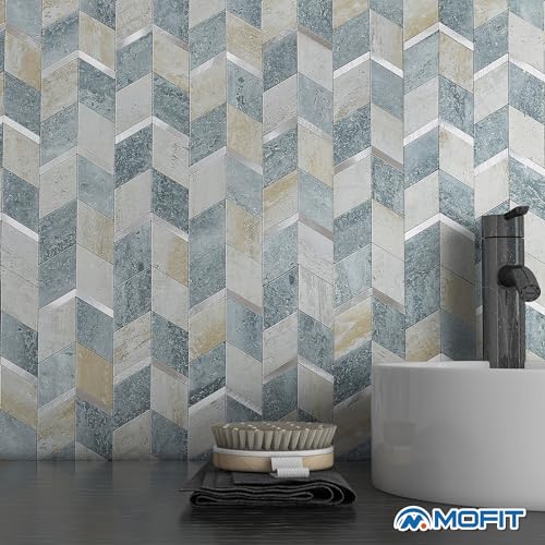 M MOFIT MOFIT Peel and Stick Backsplash for Kitchen,3D Wall Panel Peel and Stick Tile Self Adhesive Backsplash for Bathroom Tile Stickers Diamond (5Sheets,Blue Green Gray) - Image 3
