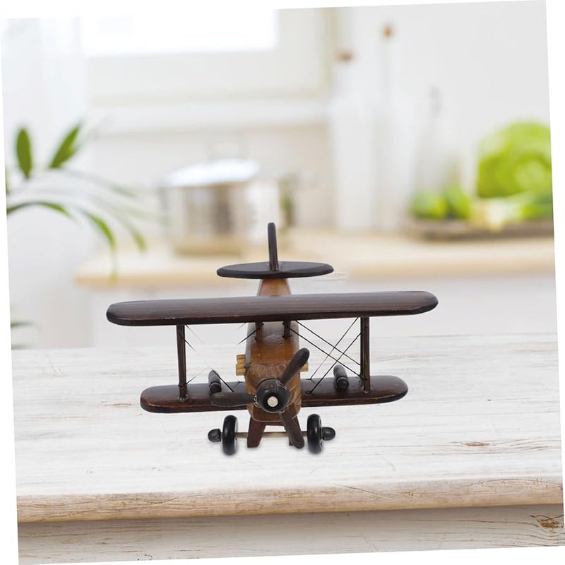 Vintage Handcrafted Wooden Airplane Model Retro Desktop Decoration Home Decor - Image 5