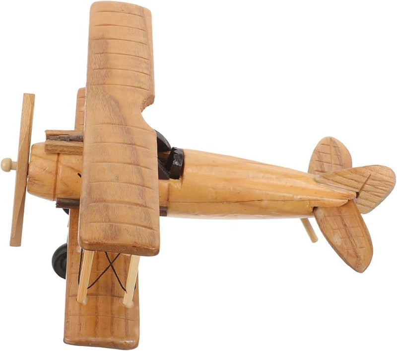 Vintage Handcrafted Wooden Airplane Model Retro Desktop Decoration Home Decor - Image 1